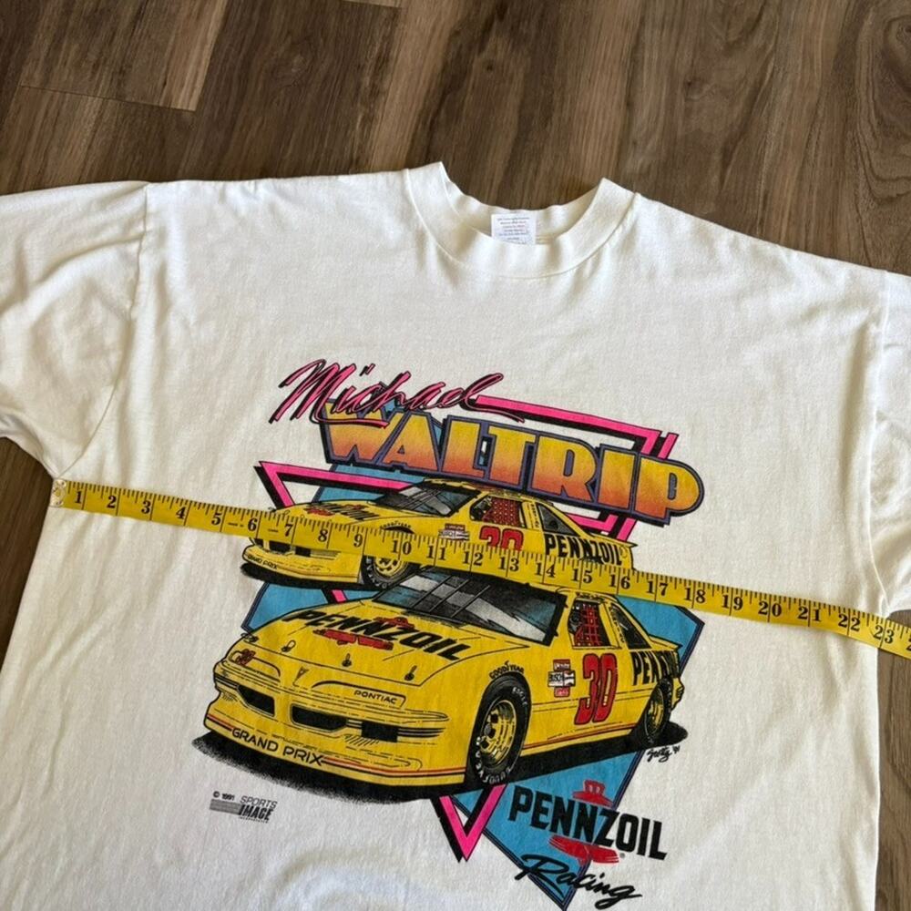 Vintage Michael Waltrip Pennzoil Racing T-Shirt Men's Size XL NASCAR USA White - Picture 3 of 9